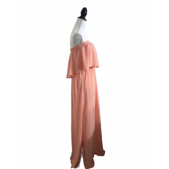 Show Me Your MuMu Hacienda Cold Shoulder Maxi Dress Rose Bud Chiffon Size Small - Picture 7 of 10